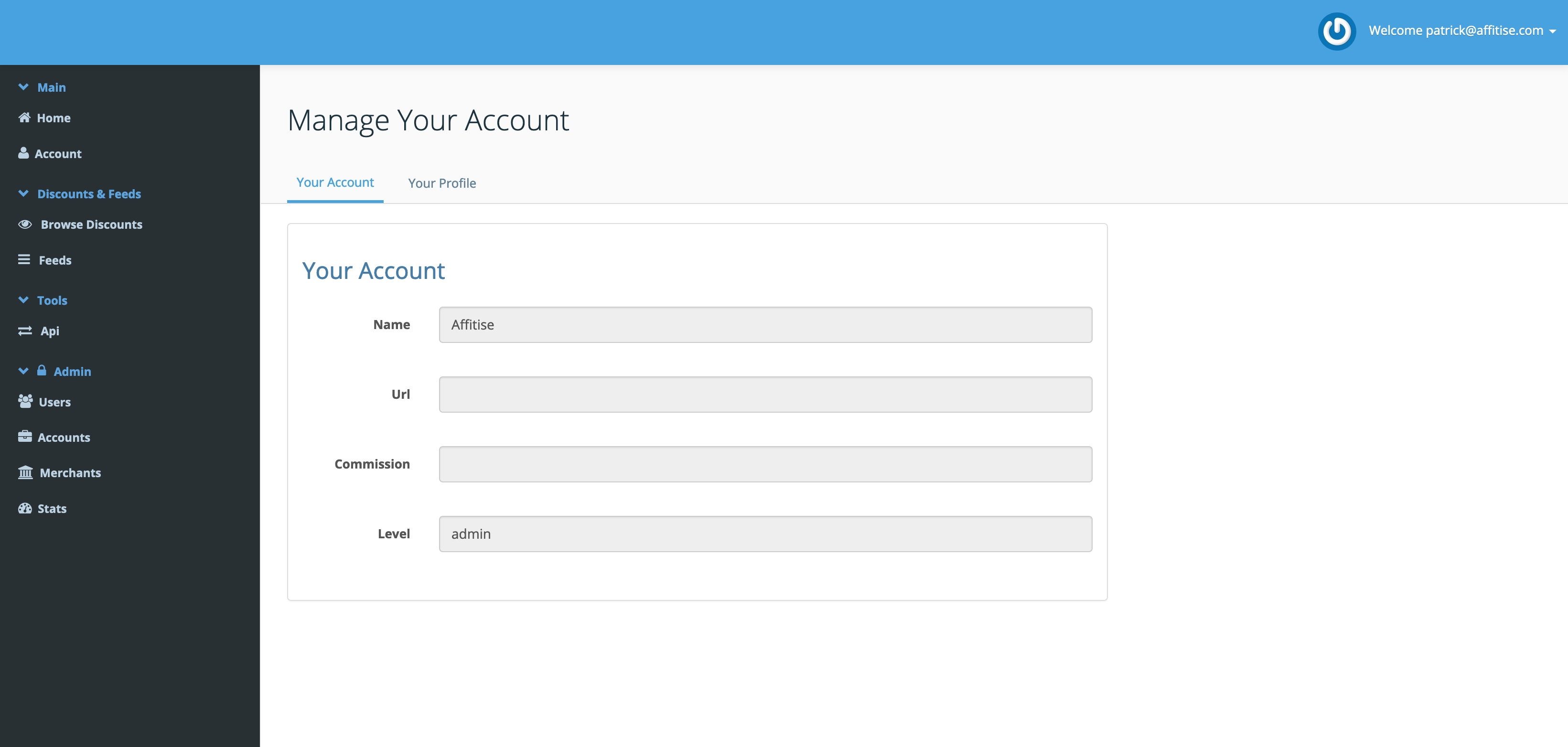 Account Screen